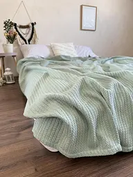 Покривало Zeintex Косичка бавовняне м'ятне 140х200 см - мініатюра 5