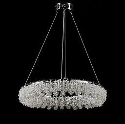 Сучасна підвісна кришталева люстра L33038/600/1 LED (CH) хром, 120 Вт, діаметр 60 см, від 14 до 22 м2