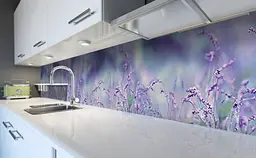 Вініловий кухонний фартух Польові Трави наклейка для кухні ПВХ Квіти Фіолетовий Happy Pocket Z181890