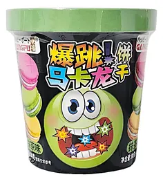 Печиво Макарон Gangfu Creamy Popping Candy зі смаком чаю Матча і вибуховою карамелью 80г