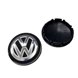 Ковпак колеса Volkswagen срібний чорний пластик 1 шт 56 мм OEM 1j0601171 (ковпачок, заглушка)