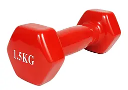 Гантель для фітнесу 1.5 кг EasyFit із вініловим покриттям червона (EF-2649-R)