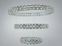 Підвісна LED-люстра Diasha 7896/800+600+400S-Gold з трьома кришталевими кільцями, пультом, 98 W, Gold, 78 см, 16-30m2 - мініатюра 3