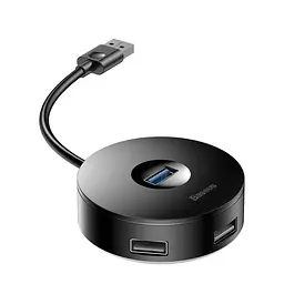 USB-хаб Baseus Round Box USB to USB 3.0 + 3 USB 2.0 чорний (CAHUB-F01)