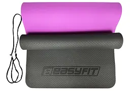 Килимок для йоги та фітнесу EasyFit TPE+TC 6мм двошаровий чорний-фіолетовий (EF-1924-BV) - мініатюра 7