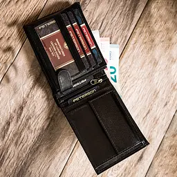 Портмоне чоловіче шкіряне Peterson 304T Black з вантажівкою чорне в коробці - мініатюра 5