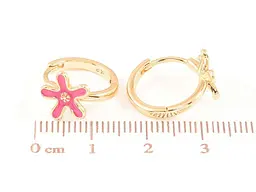 Сережки Xuping Позолота 18K колечка "Квіточки з рожевою емаллю" 270772 - мініатюра 2