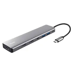 Адаптер Trust Dalyx 7in1 USB-C> 2xUSB-А 3.2/2xUSB-С/2xHDMI/Display Port, Алюміній, 0.16м, Сірий teh0018492 - мініатюра 2