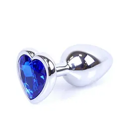 Анальна пробка - Jewellery Silver Heart PLUG- Dark Blue - мініатюра 3