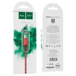 Кабель HOCO X14 USB to Micro 2,4A, 1m, nylon, aluminum connectors чорний-червоний - мініатюра 2