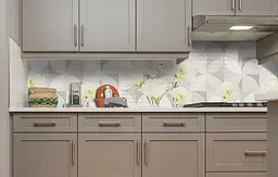 Вініловий кухонний фартух Білі квіти Геометрія наклейка для кухні ПВХ Абстракція Happy Pocket Z181777 - мініатюра 3