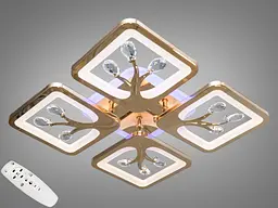 Стильна стельова LED-люстра в дитячу Diasha S8157/4G LED 3color — золото, 85 Вт, 37×37 см - мініатюра 2