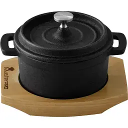 Каструля чавунна з кришкою міні з сервер. дошкою MasterPro Foodies сook&share, 10 см, 0,16 л (BGMP-3804-4)