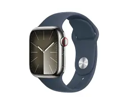 Смарт-годинник Apple Watch Series 9 GPS + Cellular 41mm Silver S. Steel Case w. Storm Blue Sport Band - S/M (MRJ23)
