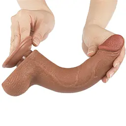 Фалоімітатор Lovetoy Sliding-Skin Dual Layer Dong 8.5'' 20 см (коричневий) - мініатюра 11