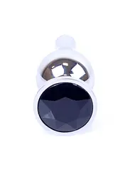 Анальна пробка - Jewellery Silver Long Plug Black - мініатюра 3