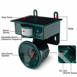 Ультразвуковий відлякувач мишей і комах "Solar Pest Repeller NY 2002", ультразвук для собак, птахів (ST) - мініатюра 5