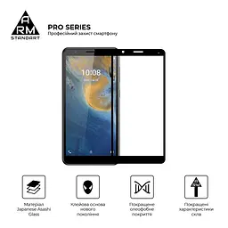 Захисне скло на ZTE Blade A31 з олеофобним покриттям, Pro, повне проклеювання, антистатичний і пиловідштовхуючий шар, 9H, самоклеючеся, 2.5D, на весь екран, антистатичний клей, ArmorStandart (ARM60625) - мініатюра 2