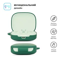 Силіконовий чохол для навушників Xiaomi Redmi Buds 6, Hang Case, зелений, ультратонкий захисний кейс товщиною 2 мм, захист від подряпин, пилу та ударів, компактний, з карабіном для кріплення, ArmorStandart (ARM83392) - мініатюра 2