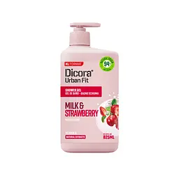 Гель для душу Живильний з вітаміном В Полуниця та молоко Dicora Urban Fit 825 мл