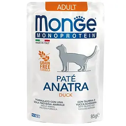 Вологий корм для котів Monge Monoprotein Adult Anatra паштет із качкою 85 г