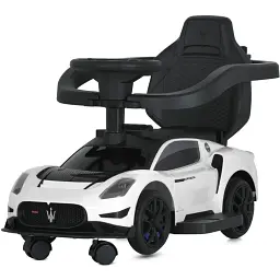 Дитяча каталка-толокар 2 в 1 Bambi M 5106-1 з батьківською ручкою білий - мініатюра 6