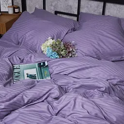 Комплект постільної білизни Moon&Star Satin Stripe Soft Lilac Сімейний 143х210х2 наволочки 2х50х70 - мініатюра 3