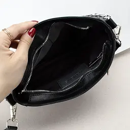 Сумка-багет жіноча шкіряна чорна Handycover S450 з ланцюжком - мініатюра 3