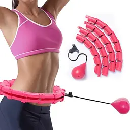 Комплект для фітнесу Hoola Hoop Set 110 см рожевий, з утяжнювачем та гумовими петлями 5 шт - мініатюра 5
