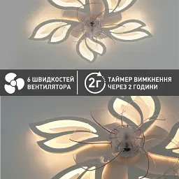 Керована світлодіодна люстра з вентилятором FAN ASTRA 85W+18W 5F-APP-680×120-WHITE/CLEAR-220-IP20 ESLLSE - мініатюра 7