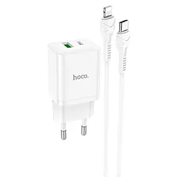 Сетевое зарядное устройство с кабелем HOCO N28 Founder PD20W+QC3. 0 charger set(C to iP) белый