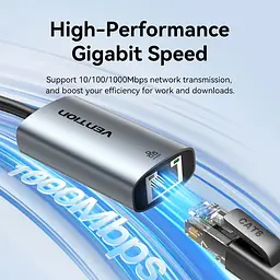 Перехідник USB 3.1 Type-C --> Ethernet RJ45 1000Mb +USB-A adapter сірий Aluminum Alloy Type Vention - мініатюра 7