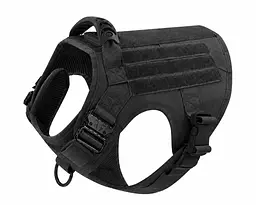 Шлейка для собак Tactical K9, металева пряжка фастекс і система MOLLE Чорний, XL