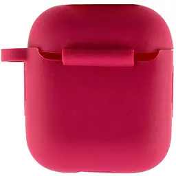 Силіконовий футляр New з карабіном для навушників Airpods 1/2 Червоний / Rose Red - мініатюра 3