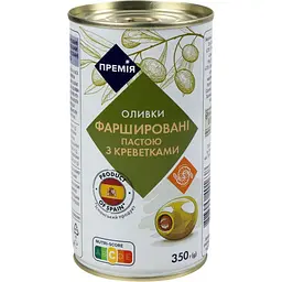 Оливки Премія зелені фаршировані креветками 350 г (310823)