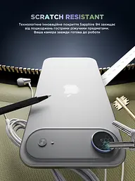 Захисне скло для камери Apple iPhone 17 Air, Supreme BI, синій колір, з рамкою, глянцеве скло для захисту лінз, протиударне, прозоре, з клейовим шаром по контуру, не впливає на якість фото, ArmorStandart (ARM86451) - мініатюра 5