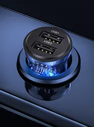 Автомобільний зарядний пристрій Usams 15W роз’єми USB та USB Чорний (6958444901244) - мініатюра 3