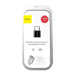 Переходник BASEUS mini Micro USB to Type-C 2.4A (CAMOTG-01) - мініатюра 4