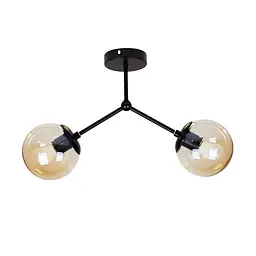 Люстра стельова LED Levistella 7529811-2 BK+BR, 2 плафона E27, чорний метал + коричневе скло, сучасний стиль