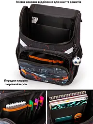 Ортопедичний шкільний рюкзак (ранець) School Standard 6 в 1 для хлопчика 570 гр 14,5 літрів Чорний з помаранчевим - мініатюра 6
