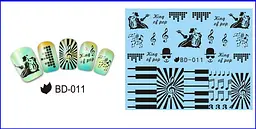 Наклейки для нігтів з нотами BD-011