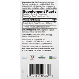 Яблучний оцет Enzymedica Apple cider vinegar 60 вегетаріанських капсул - мініатюра 3