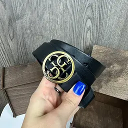 Ремінь жіночий шкіряний чорний з натуральної шкіри золота пряжка (1740Г) - мініатюра 3