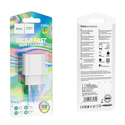 Адаптер сетевой HOCO Fighter single port charger C109A 1USB, 18W/3A, QC - миниатюра 2