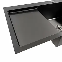 Кухонна мийка PVD чорна 78x50 R Platinum Handmade (круглий сифон 3.0/0.8), Чорний - мініатюра 6