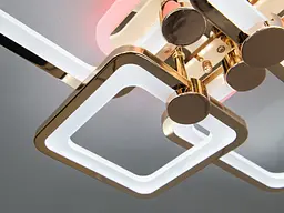 Люстра стельова LED Diasha 8208/4G, 76W, 3200K/4100K/6500K, золото, сучасний стиль для дому - мініатюра 5