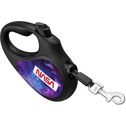 Повідець-рулетка для собак Waudog R-leash, малюнок "NASA21", M, до 25 кг, 5 м, світловідбиваюча стрічка чорний - мініатюра 4
