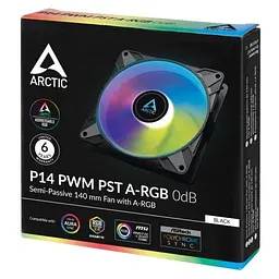 Вентилятор 140 мм, P14 PWM PST A-RGB, Black, 140х140х27 мм Arctic teh0028692 - мініатюра 5