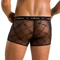 Чоловічі прозорі боксери Passion 032 SHORT JAMES S/M Black, сітка - мініатюра 2