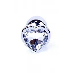 Анальна пробка із кристалом B-Series Jewellery Silver Heart PLUG Clear, 7х2.7 см, прозорий - мініатюра 2